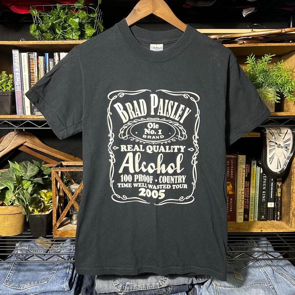Vintage Y2K 2005 Brad Paisley Time Well Wasted Tour Tee Black Jack Daniels Shirt